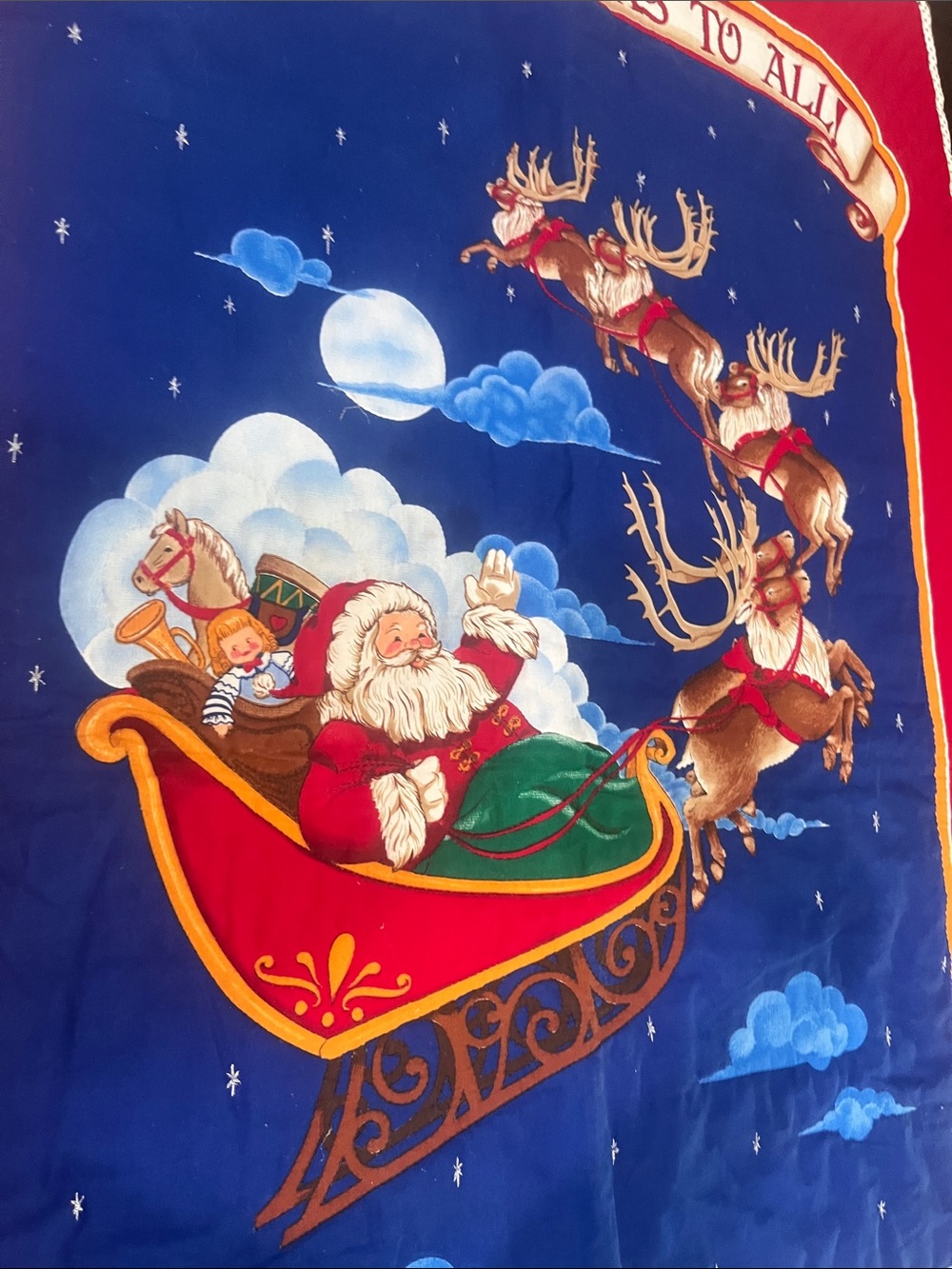 Homemade Quilt Wall Hanging 1991 Christmas 90s Vintage Holiday Santa Sleigh Wall - Picture 8 of 16